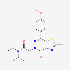 molecular formula C21H26N4O3S B2982018 N,N-二异丙基-2-(7-(4-甲氧基苯基)-2-甲基-4-氧代噻唑并[4,5-d]嘧啶-5(4H)-基)乙酰胺 CAS No. 941942-93-4