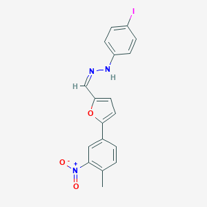 molecular formula C18H14IN3O3 B298203 5-{3-Nitro-4-methylphenyl}-2-furaldehyde (4-iodophenyl)hydrazone 