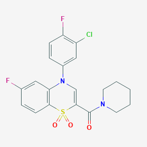 (4-(3-chloro-4-fluorophenyl)-6-fluoro-1,1-dioxido-4H-benzo[b][1,4]thiazin-2-yl)(piperidin-1-yl)methanone
