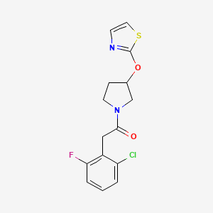 molecular formula C15H14ClFN2O2S B2982042 2-(2-Chloro-6-fluorophenyl)-1-(3-(thiazol-2-yloxy)pyrrolidin-1-yl)ethanone CAS No. 2200140-92-5