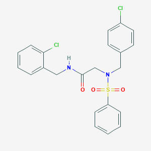 molecular formula C22H20Cl2N2O3S B298207 N-(2-chlorobenzyl)-2-[(4-chlorobenzyl)(phenylsulfonyl)amino]acetamide 