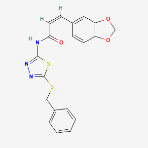 molecular formula C19H15N3O3S2 B2982073 (Z)-3-(苯并[d][1,3]二氧杂环-5-基)-N-(5-(苄硫基)-1,3,4-噻二唑-2-基)丙烯酰胺 CAS No. 477215-64-8