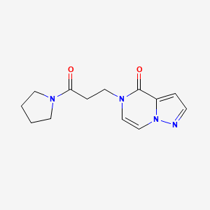 molecular formula C13H16N4O2 B2982075 5-(3-Oxo-3-pyrrolidin-1-ylpropyl)pyrazolo[1,5-a]pyrazin-4-one CAS No. 2415463-21-5