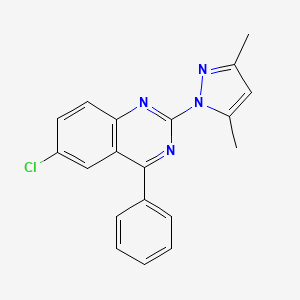 molecular formula C19H15ClN4 B2982079 6-chloro-2-(3,5-dimethyl-1H-pyrazol-1-yl)-4-phenylquinazoline CAS No. 100693-28-5