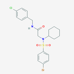 molecular formula C21H24BrClN2O3S B298208 N~2~-[(4-bromophenyl)sulfonyl]-N-(4-chlorobenzyl)-N~2~-cyclohexylglycinamide 