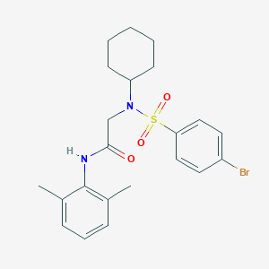 molecular formula C22H27BrN2O3S B298209 2-[[(4-bromophenyl)sulfonyl](cyclohexyl)amino]-N-(2,6-dimethylphenyl)acetamide 