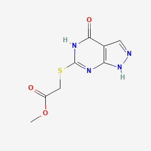 molecular formula C8H8N4O3S B2982095 2-((4-氧代-4,5-二氢-1H-吡唑并[3,4-d]嘧啶-6-基)硫代)乙酸甲酯 CAS No. 877630-48-3