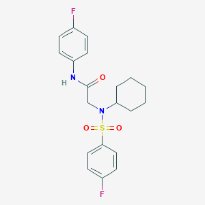 molecular formula C20H22F2N2O3S B298210 2-{cyclohexyl[(4-fluorophenyl)sulfonyl]amino}-N-(4-fluorophenyl)acetamide 