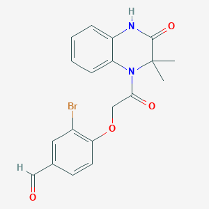 molecular formula C19H17BrN2O4 B2982103 3-bromo-4-[2-(2,2-dimethyl-3-oxo-4H-quinoxalin-1-yl)-2-oxoethoxy]benzaldehyde CAS No. 871808-36-5