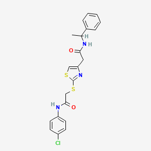 B2982108 N-(4-chlorophenyl)-2-((4-(2-oxo-2-((1-phenylethyl)amino)ethyl)thiazol-2-yl)thio)acetamide CAS No. 953992-04-6