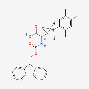 molecular formula C31H31NO4 B2982110 2-(9H-Fluoren-9-ylmethoxycarbonylamino)-2-[3-(2,4,5-trimethylphenyl)-1-bicyclo[1.1.1]pentanyl]acetic acid CAS No. 2287267-73-4