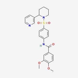 molecular formula C25H27N3O5S B2982114 3,4-二甲氧基-N-(4-((2-(吡啶-3-基)哌嗪-1-基)磺酰)苯基)苯甲酰胺 CAS No. 393834-74-7