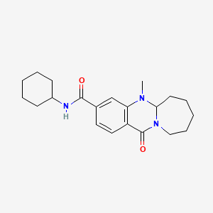 molecular formula C21H29N3O2 B2982118 N-环己基-5-甲基-12-氧代-5,5a,6,7,8,9,10,12-八氢氮杂环[2,1-b]喹唑啉-3-甲酰胺 CAS No. 1775503-10-0
