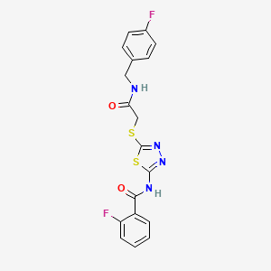2-fluoro-N-[5-[2-[(4-fluorophenyl)methylamino]-2-oxoethyl]sulfanyl-1,3,4-thiadiazol-2-yl]benzamide