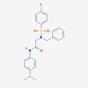 molecular formula C24H25FN2O3S B298212 2-{benzyl[(4-fluorophenyl)sulfonyl]amino}-N-(4-isopropylphenyl)acetamide 
