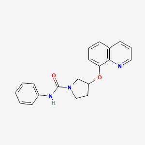 molecular formula C20H19N3O2 B2982122 N-phenyl-3-(quinolin-8-yloxy)pyrrolidine-1-carboxamide CAS No. 1903338-29-3