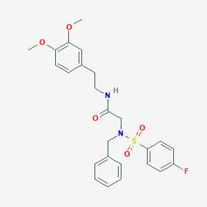 molecular formula C25H27FN2O5S B298213 N~2~-benzyl-N-[2-(3,4-dimethoxyphenyl)ethyl]-N~2~-[(4-fluorophenyl)sulfonyl]glycinamide 