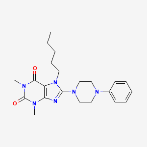 molecular formula C22H30N6O2 B2982134 1,3-二甲基-7-戊基-8-(4-苯基哌嗪-1-基)-1H-嘌呤-2,6(3H,7H)-二酮 CAS No. 378207-04-6