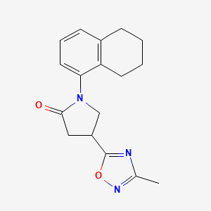 molecular formula C17H19N3O2 B2982141 4-(3-Methyl-1,2,4-oxadiazol-5-yl)-1-(5,6,7,8-tetrahydronaphthalen-1-yl)pyrrolidin-2-one CAS No. 1170263-34-9