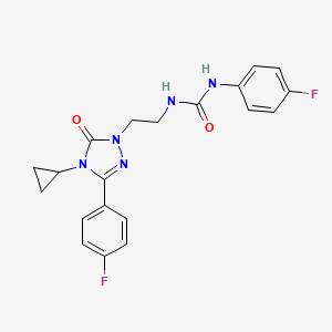 molecular formula C20H19F2N5O2 B2982142 1-(2-(4-cyclopropyl-3-(4-fluorophenyl)-5-oxo-4,5-dihydro-1H-1,2,4-triazol-1-yl)ethyl)-3-(4-fluorophenyl)urea CAS No. 2319875-70-0