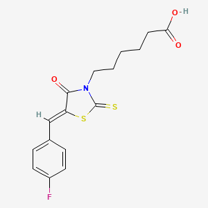 6-[(5Z)-5-[(4-fluorophenyl)methylidene]-4-oxo-2-sulfanylidene-1,3-thiazolidin-3-yl]hexanoic acid