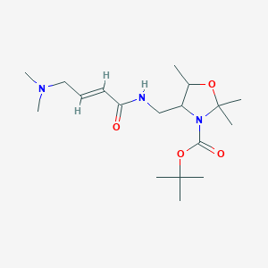 molecular formula C18H33N3O4 B2982147 Tert-butyl 4-[[[(E)-4-(dimethylamino)but-2-enoyl]amino]methyl]-2,2,5-trimethyl-1,3-oxazolidine-3-carboxylate CAS No. 2411324-38-2