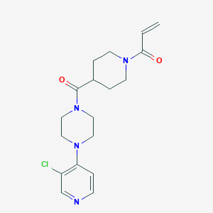 molecular formula C18H23ClN4O2 B2982150 1-[4-[4-(3-Chloropyridin-4-yl)piperazine-1-carbonyl]piperidin-1-yl]prop-2-en-1-one CAS No. 2361860-58-2