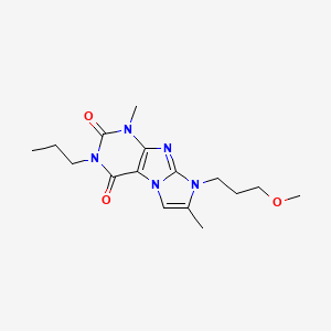 molecular formula C16H23N5O3 B2982152 8-(3-methoxypropyl)-1,7-dimethyl-3-propyl-1H-imidazo[2,1-f]purine-2,4(3H,8H)-dione CAS No. 887465-72-7