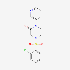 molecular formula C15H14ClN3O3S B2982154 4-(2-Chlorobenzenesulfonyl)-1-(pyridin-3-yl)piperazin-2-one CAS No. 2097902-84-4