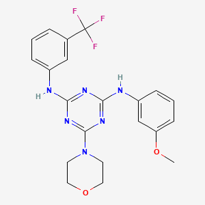 molecular formula C21H21F3N6O2 B2982161 N2-(3-methoxyphenyl)-6-morpholino-N4-(3-(trifluoromethyl)phenyl)-1,3,5-triazine-2,4-diamine CAS No. 898648-12-9