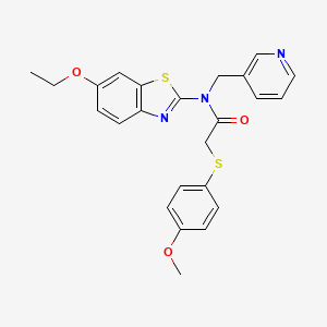 molecular formula C24H23N3O3S2 B2982167 N-(6-乙氧基苯并[d]噻唑-2-基)-2-((4-甲氧基苯基)硫代)-N-(吡啶-3-基甲基)乙酰胺 CAS No. 920208-29-3