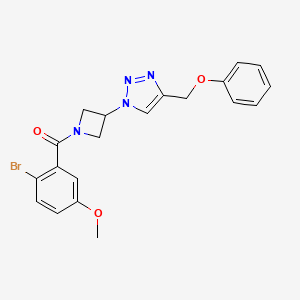 molecular formula C20H19BrN4O3 B2982174 (2-bromo-5-methoxyphenyl)(3-(4-(phenoxymethyl)-1H-1,2,3-triazol-1-yl)azetidin-1-yl)methanone CAS No. 2034248-32-1