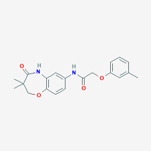 molecular formula C20H22N2O4 B2982176 N-(3,3-dimethyl-4-oxo-2,3,4,5-tetrahydrobenzo[b][1,4]oxazepin-7-yl)-2-(m-tolyloxy)acetamide CAS No. 921842-94-6