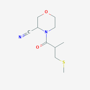 molecular formula C10H16N2O2S B2982178 4-(2-甲基-3-甲基硫代丙酰基)吗啉-3-腈 CAS No. 1436273-68-5