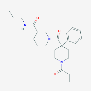 molecular formula C24H33N3O3 B2982182 1-(4-Phenyl-1-prop-2-enoylpiperidine-4-carbonyl)-N-propylpiperidine-3-carboxamide CAS No. 2361749-87-1