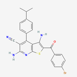 molecular formula C24H19BrN4OS B2982187 3,6-Diamino-2-(4-bromobenzoyl)-4-(4-isopropylphenyl)thieno[2,3-b]pyridine-5-carbonitrile CAS No. 361478-04-8