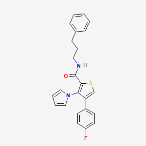 molecular formula C24H21FN2OS B2982192 4-(4-fluorophenyl)-N-(3-phenylpropyl)-3-(1H-pyrrol-1-yl)thiophene-2-carboxamide CAS No. 1291837-98-3