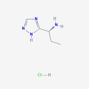 molecular formula C5H11ClN4 B2982206 (1R)-1-(1H-1,2,4-Triazol-5-yl)propan-1-amine;hydrochloride CAS No. 2550996-68-2