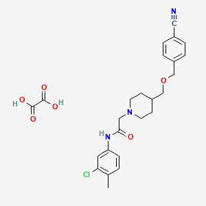 N-(3-chloro-4-methylphenyl)-2-(4-(((4-cyanobenzyl)oxy)methyl)piperidin-1-yl)acetamide oxalate