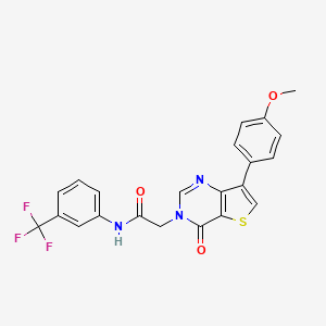 molecular formula C22H16F3N3O3S B2982214 2-[7-(4-methoxyphenyl)-4-oxothieno[3,2-d]pyrimidin-3(4H)-yl]-N-[3-(trifluoromethyl)phenyl]acetamide CAS No. 1206990-51-3