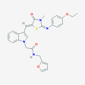molecular formula C28H26N4O4S B298222 2-[3-({2-[(4-ethoxyphenyl)imino]-3-methyl-4-oxo-1,3-thiazolidin-5-ylidene}methyl)-1H-indol-1-yl]-N-(2-furylmethyl)acetamide 