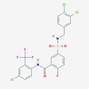 N-(4-chloro-2-(trifluoromethyl)phenyl)-5-(N-(3,4-dichlorobenzyl)sulfamoyl)-2-fluorobenzamide