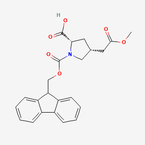 molecular formula C23H23NO6 B2982232 (2S,4R)-1-(((9H-Fluoren-9-yl)methoxy)carbonyl)-4-(2-methoxy-2-oxoethyl)pyrrolidine-2-carboxylic acid CAS No. 2171265-74-8