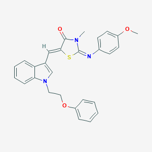 molecular formula C28H25N3O3S B298224 2-[(4-methoxyphenyl)imino]-3-methyl-5-{[1-(2-phenoxyethyl)-1H-indol-3-yl]methylene}-1,3-thiazolidin-4-one 