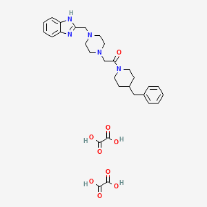 molecular formula C30H37N5O9 B2982248 2-(4-((1H-benzo[d]imidazol-2-yl)methyl)piperazin-1-yl)-1-(4-benzylpiperidin-1-yl)ethanone dioxalate CAS No. 1351587-73-9