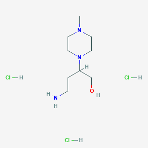 molecular formula C9H24Cl3N3O B2982253 4-Amino-2-(4-methylpiperazin-1-yl)butan-1-ol;trihydrochloride CAS No. 2309474-62-0