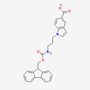 molecular formula C27H24N2O4 B2982256 1-[3-({[(9H-芴-9-基)甲氧羰基}氨基)丙基]-1H-吲哚-5-羧酸 CAS No. 2138331-71-0