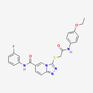 molecular formula C23H20FN5O3S B2982261 4-(5-{[(3-fluorophenyl)sulfonyl]amino}-1-methyl-1H-benzimidazol-2-yl)-N-isopropylbenzamide CAS No. 1112332-80-5