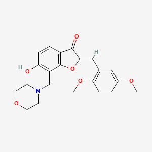 molecular formula C22H23NO6 B2982264 (Z)-2-(2,5-dimethoxybenzylidene)-6-hydroxy-7-(morpholinomethyl)benzofuran-3(2H)-one CAS No. 869078-17-1