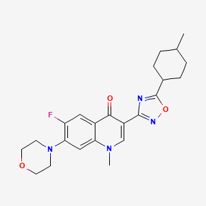 molecular formula C23H27FN4O3 B2982266 6-Fluoro-1-methyl-3-[5-(4-methylcyclohexyl)-1,2,4-oxadiazol-3-yl]-7-morpholin-4-ylquinolin-4-one CAS No. 2310144-77-3